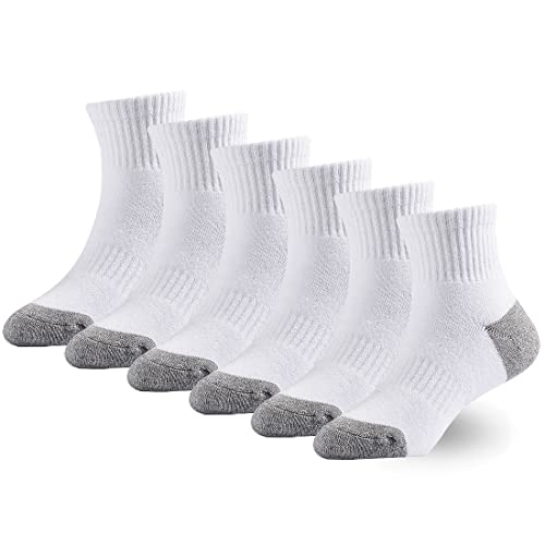 Marchare Jungensocken Kinder Gepolsterte Crew Socken Mädchen Dicke Baumwoll-Sportsocken 5-7 Jahre Weiß und Grau 6er-Pack von Marchare