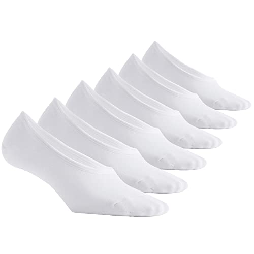 Marchare No Show Socken für Frauen Unsichtbare Lofer Low Cut kurze Baumwollsocken 39-42 mit rutschfesten Griffen Weiß 6 Paare. von Marchare