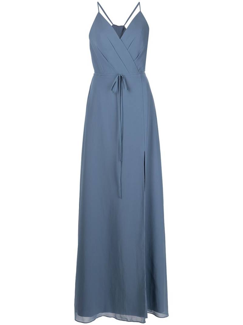 Marchesa Notte Bridesmaids Bodenlanges Abendkleid im Wickelstil - Blau von Marchesa Notte Bridesmaids