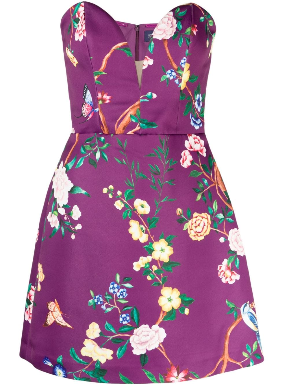 Marchesa Notte Paradise Satinkleid mit Blumen-Print - Violett von Marchesa Notte