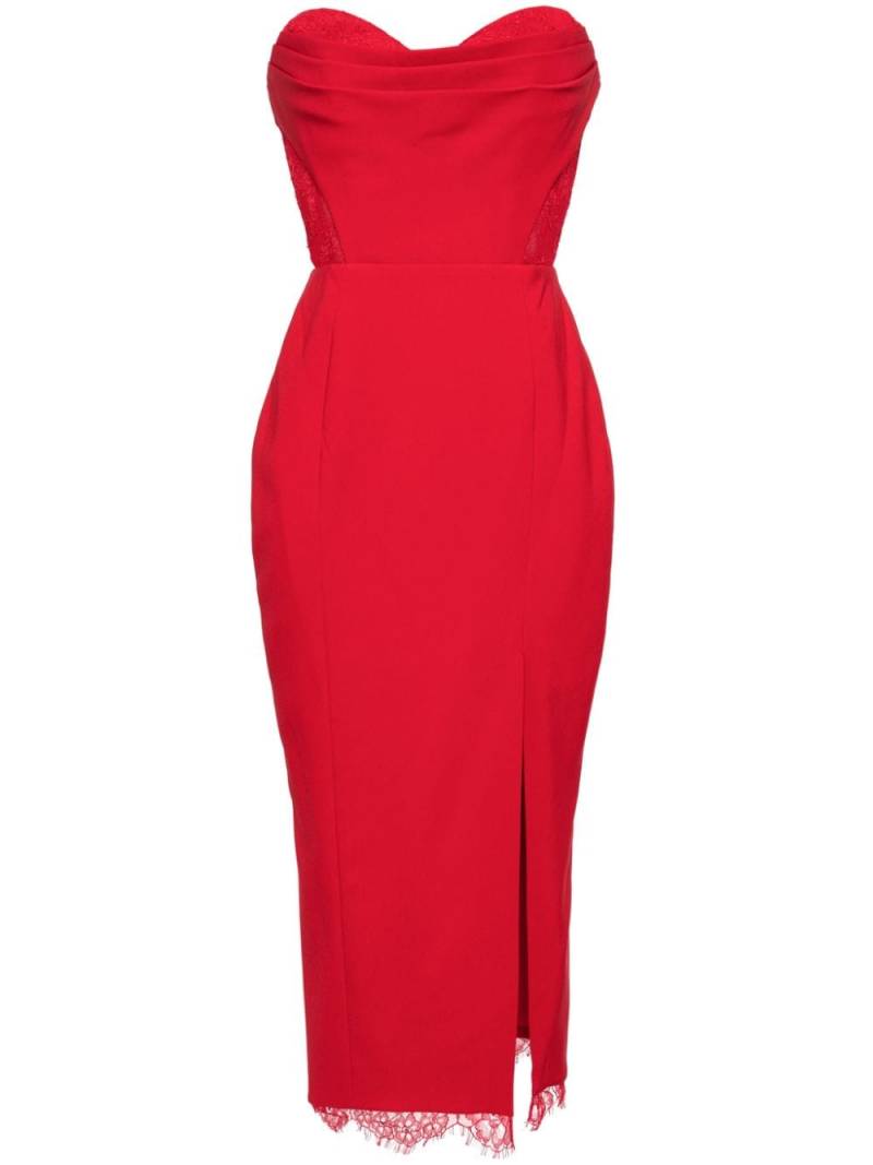 Marchesa Notte Schulterfreies Kleid mit Spitzendetail - Rot von Marchesa Notte
