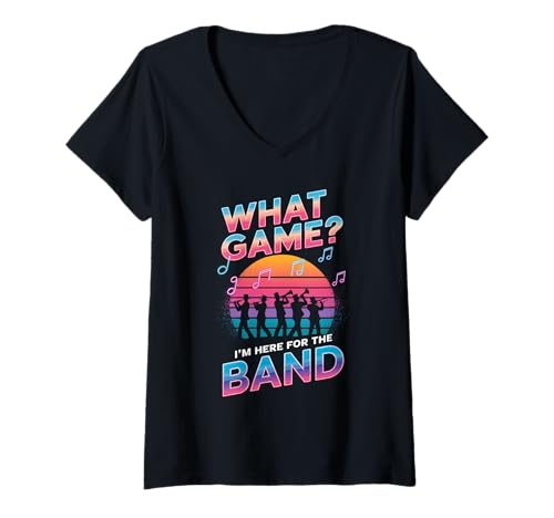 Damen Welches Spiel? I'm Here for The Band Marching Band T-Shirt mit V-Ausschnitt Damen Welches Spiel? I'm Here for The Band Marching Band T-Shirt mit V-Ausschnitt von Marching Band Designs By ShirtZilla