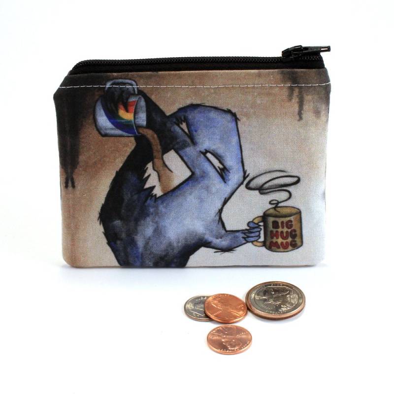 Morgen Probleme - Kleine Reißverschlusstasche Mürrisch Kaffee Schatten Monster Süchtig Nach Koffein Kunst Von Marcia Furman von MarciaFurman