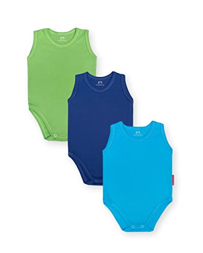 Generic Marcinkowski Babybodysuit Babybody Achselbody Body ohne Aufdruck für Mädchen für Jungen Unisex 100% Baumwolle 3er Pack babykleidung (134, GRÜN TÜRKIS-JEANS) von Marcinkowski