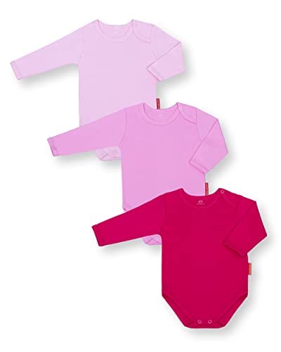 Marcinkowski Baby body Langarm ohne aufdruck aus baumwolle 3 pack (110, Hellrosa Dunkelrosa Fuchsia) von Marcinkowski