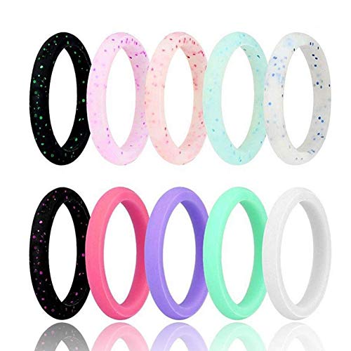 Marclix Silikon-Ehering-Sportring, Paar, farbig, 10 Stück, Größe 5 von Marclix