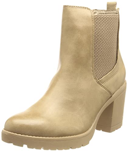 MARCO TOZZI Damen Chelsea Boots aus Kunstleder mit Absatz, Grau (Taupe), 41 von MARCO TOZZI