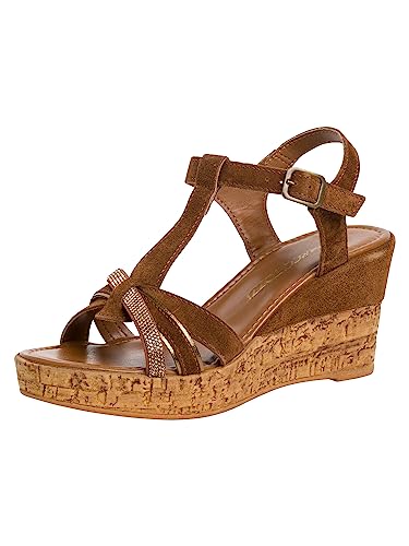MARCO TOZZI Damen Keilsandale, Keilabsatz, aus hochwertigem Leder, ideal für Business und Freizeit von MARCO TOZZI