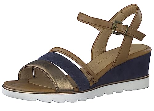 MARCO TOZZI Damen Keilsandale, Keilabsatz, weiches FEEL ME Fußbett, aus hochwertigem Leder, ideal für Business und Freizeit von MARCO TOZZI