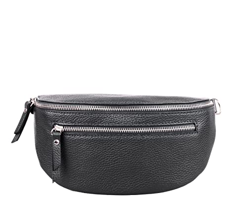 Marco VENEZIA Bauchtasche Leder Damen Crossbody Bag Damen Gürteltasche Damen Umhängetaschen Damen Kleine Umhängetasche Damen Crossbody Bag Damen Breiter Gurt (Schwarz) von Marco VENEZIA