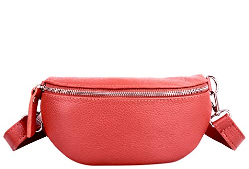 Marco VENEZIA Bauchtasche Leder Damen | Umhängetasche Damen | Crossbody Bag Damen | Gürteltasche Damen | Damen-Umhängetaschen (Rot) von Marco VENEZIA