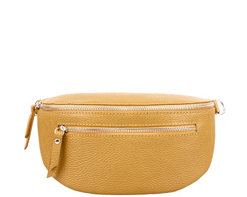 Marco VENEZIA Bauchtasche Leder Damen Crossbody Bag Damen Gürteltasche Damen Umhängetaschen Damen Kleine Umhängetasche Damen Crossbody Bag Damen Breiter Gurt (Gelb) von Marco VENEZIA