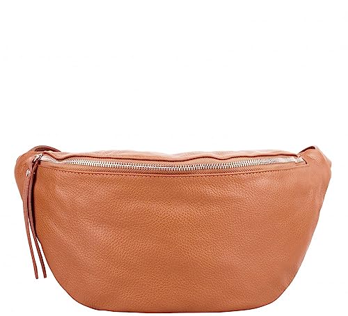 Umhängetasche Damen, Crossbody Bag Damen, Gürteltasche Damen, Schultertasche Damen, Italienische Mode Damen (Cognac) von Marco VENEZIA