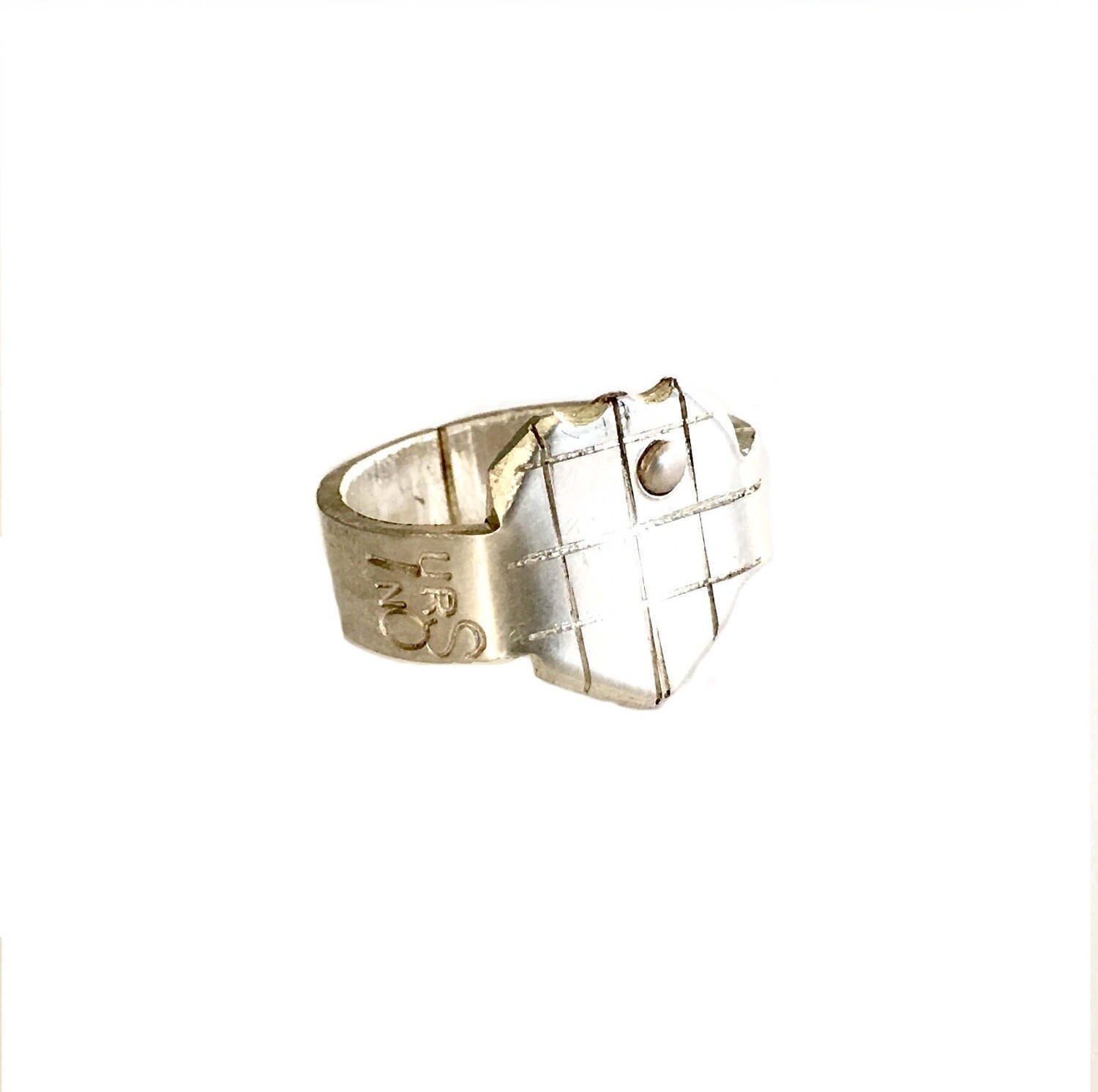 Weißer Schild Signet Ring - Sterling Silber .925 Modelliert & Poliert Größe 10 Us von MarcoUrsino