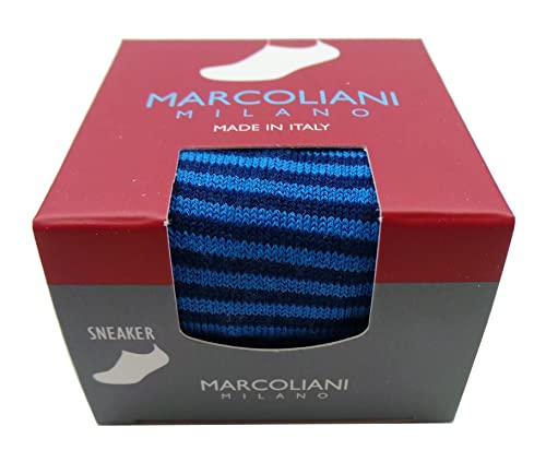 Marcoliani Milano Herren-Sneaker-Socken aus Pima-Baumwolle, unsichtbar, gestreift, Pima-Baumwolle, Blau Königsblau, Einheitsgröße von Marcoliani Milano
