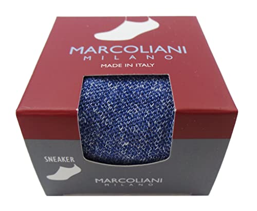 Marcoliani Milano No Show Invisible Touch Sneaker Leinen Baumwolle Pique Herrensocken - Blau - Einheitsgröße von Marcoliani Milano