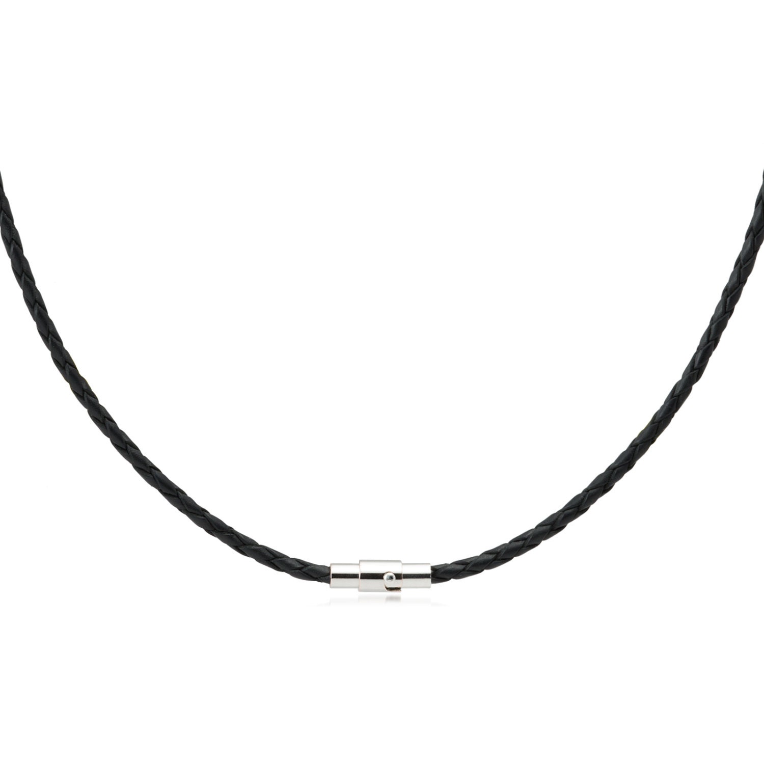 2, 5 Mm Schwarz Geflochtene Bolo Lederband Halskette Silberfarbene Magnetverschluss 14 " - 36" Zoll, Sie Wählen Ihre Länge. X2Blk-Mas2 von MarcosNewYorkCity