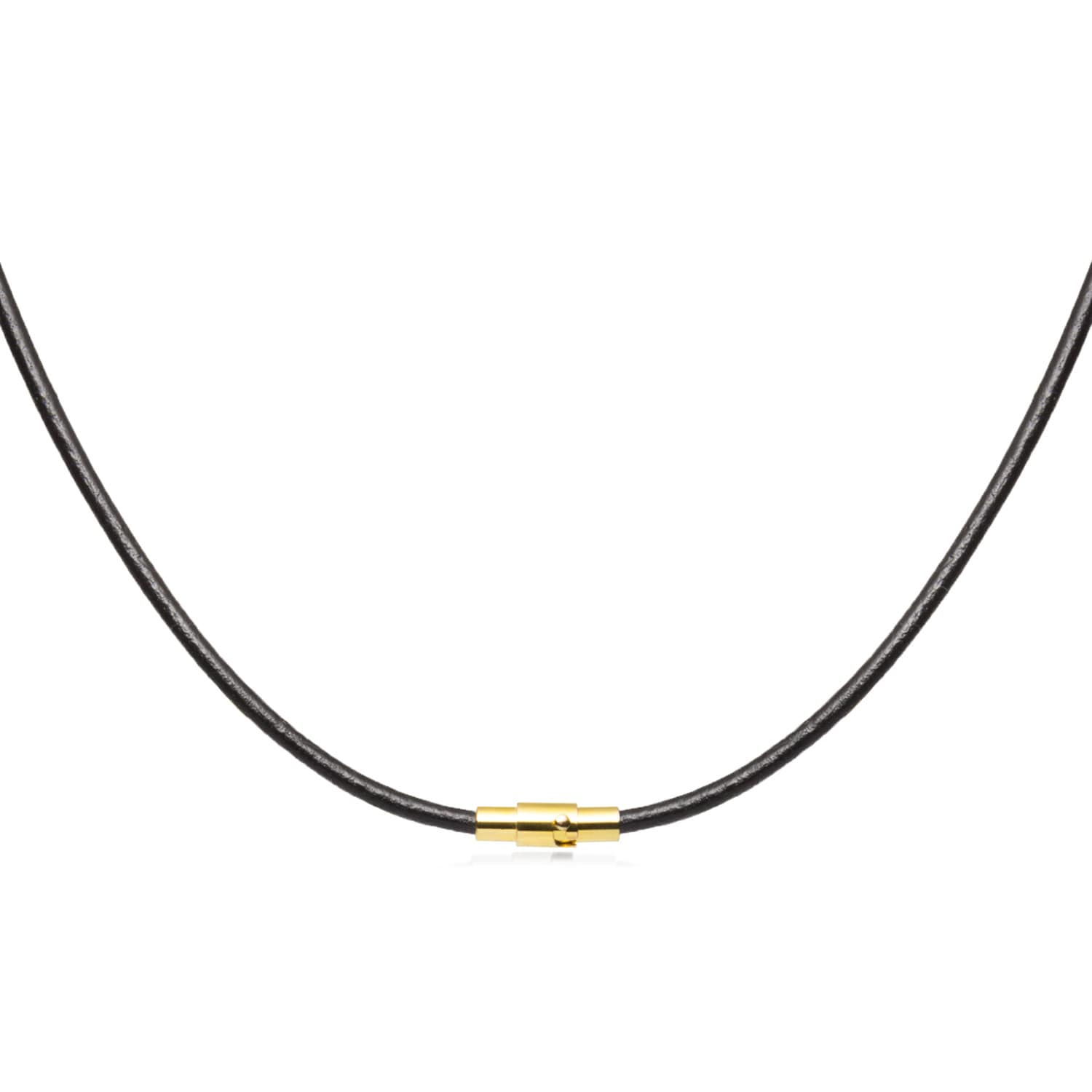 3 Mm Schwarze Lederband Halskette Gold Toned Magnetverschluss Lock 14 " - 36" Zoll Mag3-3Blk von MarcosNewYorkCity