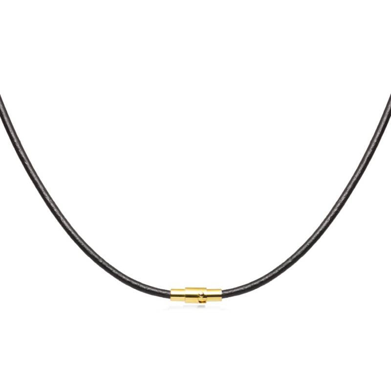 3 Mm Schwarze Lederband Halskette Gold Toned Magnetverschluss Lock 14 " - 36" Zoll Mag3-3Blk von MarcosNewYorkCity