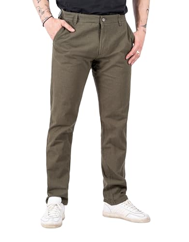 Marcus Cobey Chino Hose Herren Regular Fit Grün 28/XS | Robuste Herren Hose mit Stretch im einen Moderne Look mit 98% Baumwolle, 2% Elasthan | Zeitlose und Klassische Hosen von Marcus