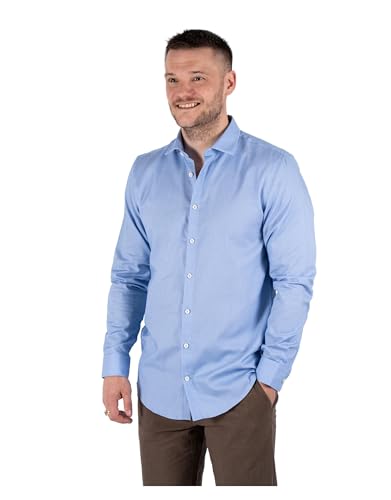 marcus Rice Hemd Herren Langarm Blau XL | Klassisches Modische Herren Hemden aus 100% Baumwolle mit Bequeme Passform | Stilvolle und einfache von Marcus