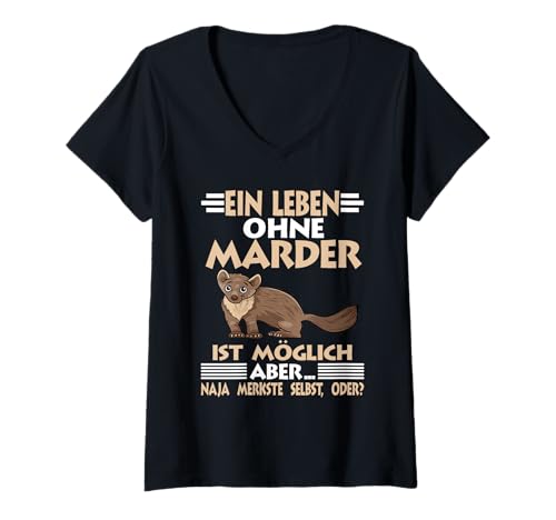 Damen Nagermarder T-Shirt mit V-Ausschnitt von Marder Geschenk