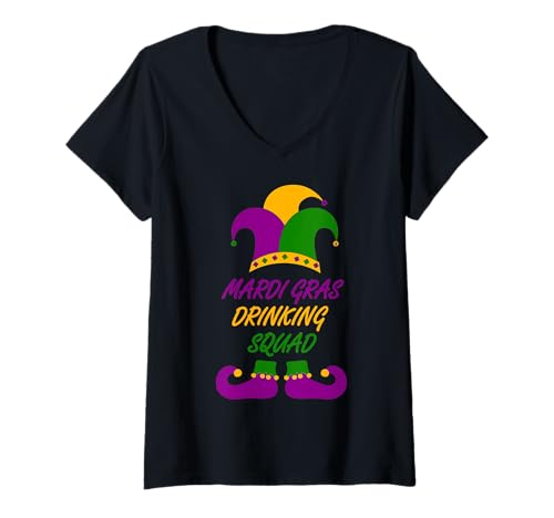 Damen Karneval-Trinkkommando T-Shirt mit V-Ausschnitt Damen Karneval-Trinkkommando T-Shirt mit V-Ausschnitt von Mardi Gras Design Worx