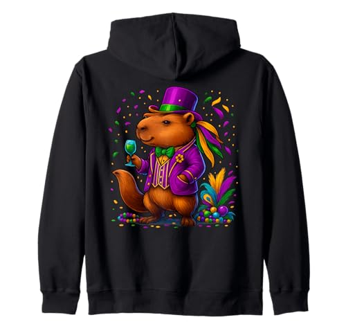 Capybara Mardi Gras Capybara Kostüm Herren Damen Karneval Kapuzenjacke von Mardi Gras Outfit Capybara Costume Men Women
