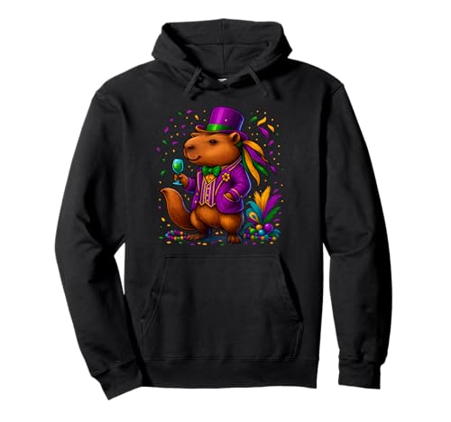Capybara Mardi Gras Capybara Kostüm Herren Damen Karneval Pullover Hoodie von Mardi Gras Outfit Capybara Costume Men Women