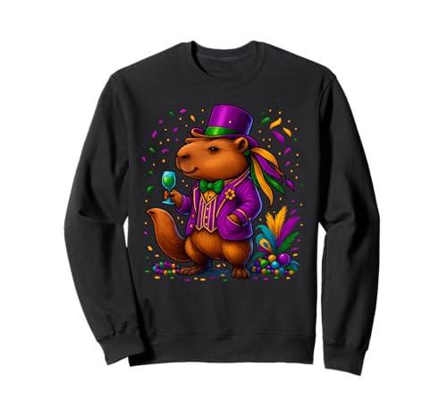 Capybara Mardi Gras Capybara Kostüm Herren Damen Karneval Sweatshirt von Mardi Gras Outfit Capybara Costume Men Women