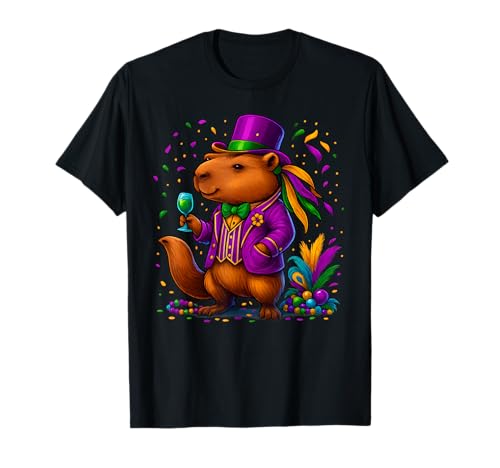 Capybara Mardi Gras Capybara Kostüm Herren Damen Karneval T-Shirt von Mardi Gras Outfit Capybara Costume Men Women