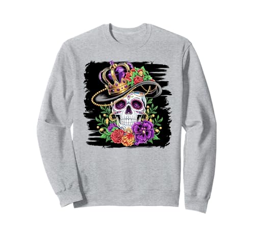Fasching Kostüm Blume Totenkopf Karneval New Orlean Damen Sweatshirt Fasching Kostüm Blume Totenkopf Karneval New Orlean Damen Sweatshirt von Mardi Gras Sugar Skull Carnival Party Apparel Co.
