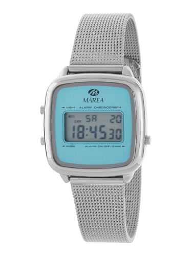 Marea B35363/3 Damenuhr, digital, LCD, Blau, silberfarbenes Metallgehäuse, Armband aus Stahl, 3 ATM, blau, Modern Marea B35363/3 Damenuhr, digital, LCD, Blau, silberfarbenes Metallgehäuse, Armband aus Stahl, 3 ATM, blau, Modern von Marea