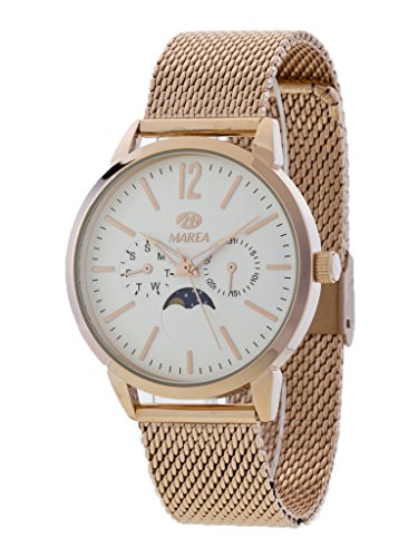 Marea edle goldene Herren Armbanduhr mit Quarzwerk und Mondphasenindikator von Marea