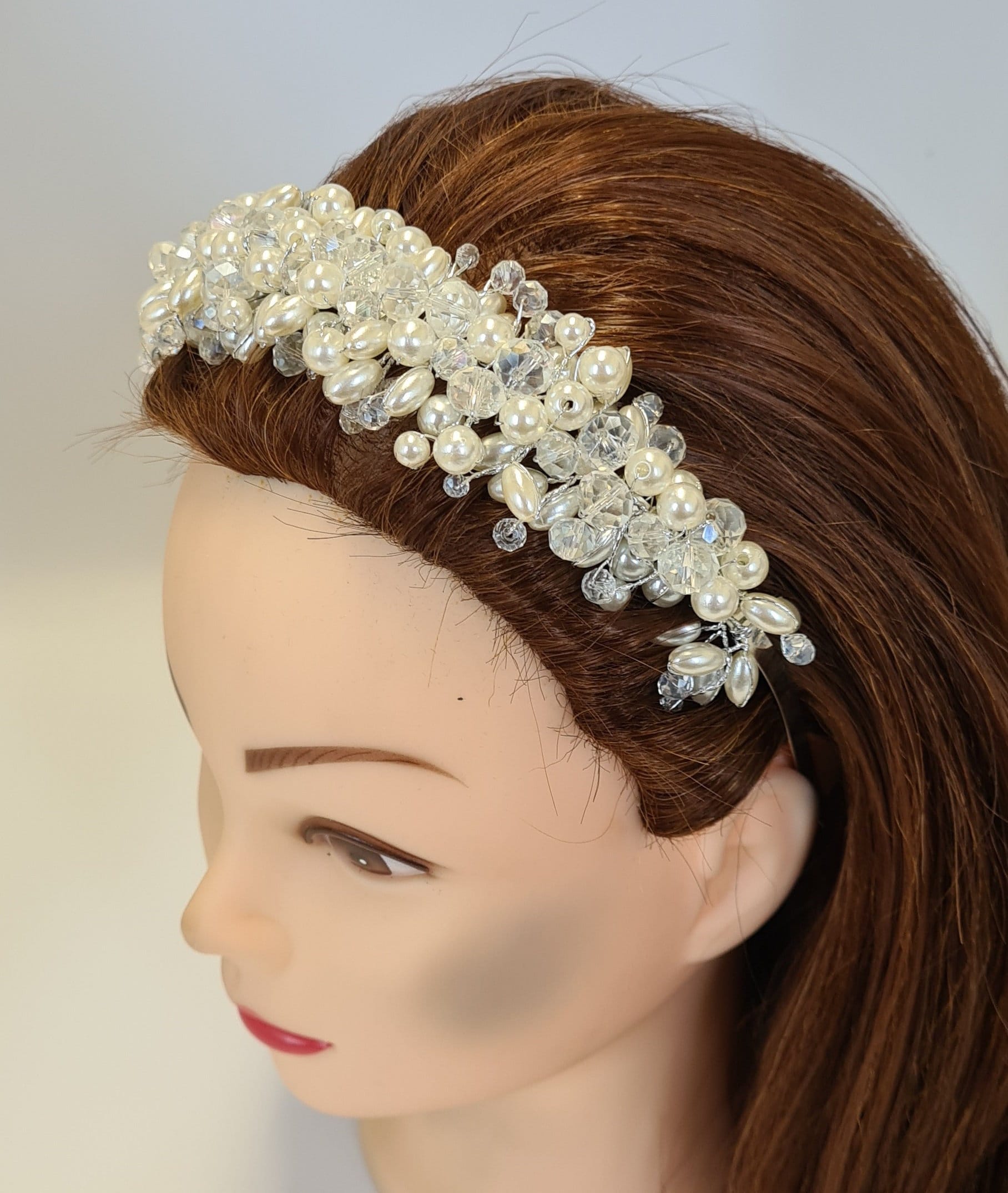 Warmes Weißes Perlen Stirnband Kunstperlen Cluster Draht Damen Haarband Handgemacht Krone Hochzeit Tiara Braut Kopfschmuck von MareeAlexanderDesign