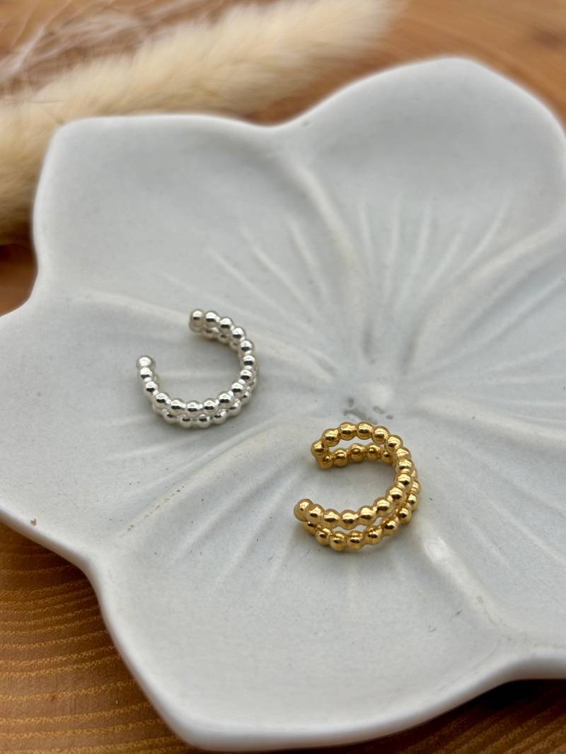Ear Cuff, Statement, Handarbeit, Goldschmiede, Statementcuff, Silber, Schmuck, Originell, Perldraht von MareensSchmiede