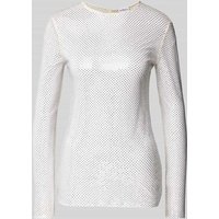 Marella Langarmshirt mit Strasssteinbesatz Modell 'RINO' in Offwhite, Größe M von Marella