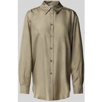 Marella Regular Fit Seidenbluse mit Hemdblusenkragen Modell 'ALEC' in Khaki, Größe 40 von Marella