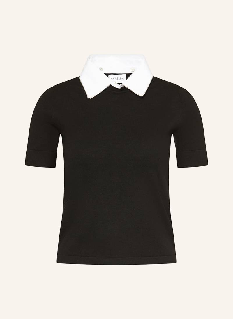 Marella Strickshirt Mit Abnehmbarem Kragen schwarz von Marella
