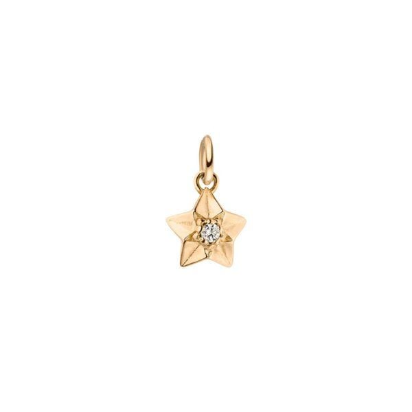 Maren Jewellery Stardust Stern Anhänger 18 Karat Gelbgold und Labor Diamant von Maren Jewellery