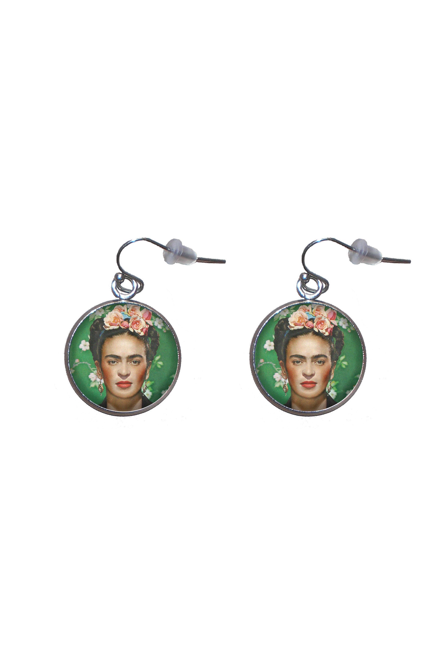 Ohrhänger Aus Stahl, Durchmesser 20 Mm, Handgefertigte Frida-Feminist-Illustration Ohrhänger Aus Stahl, Durchmesser 20 Mm, Handgefertigte Frida-Feminist-Illustration von Marengostyle