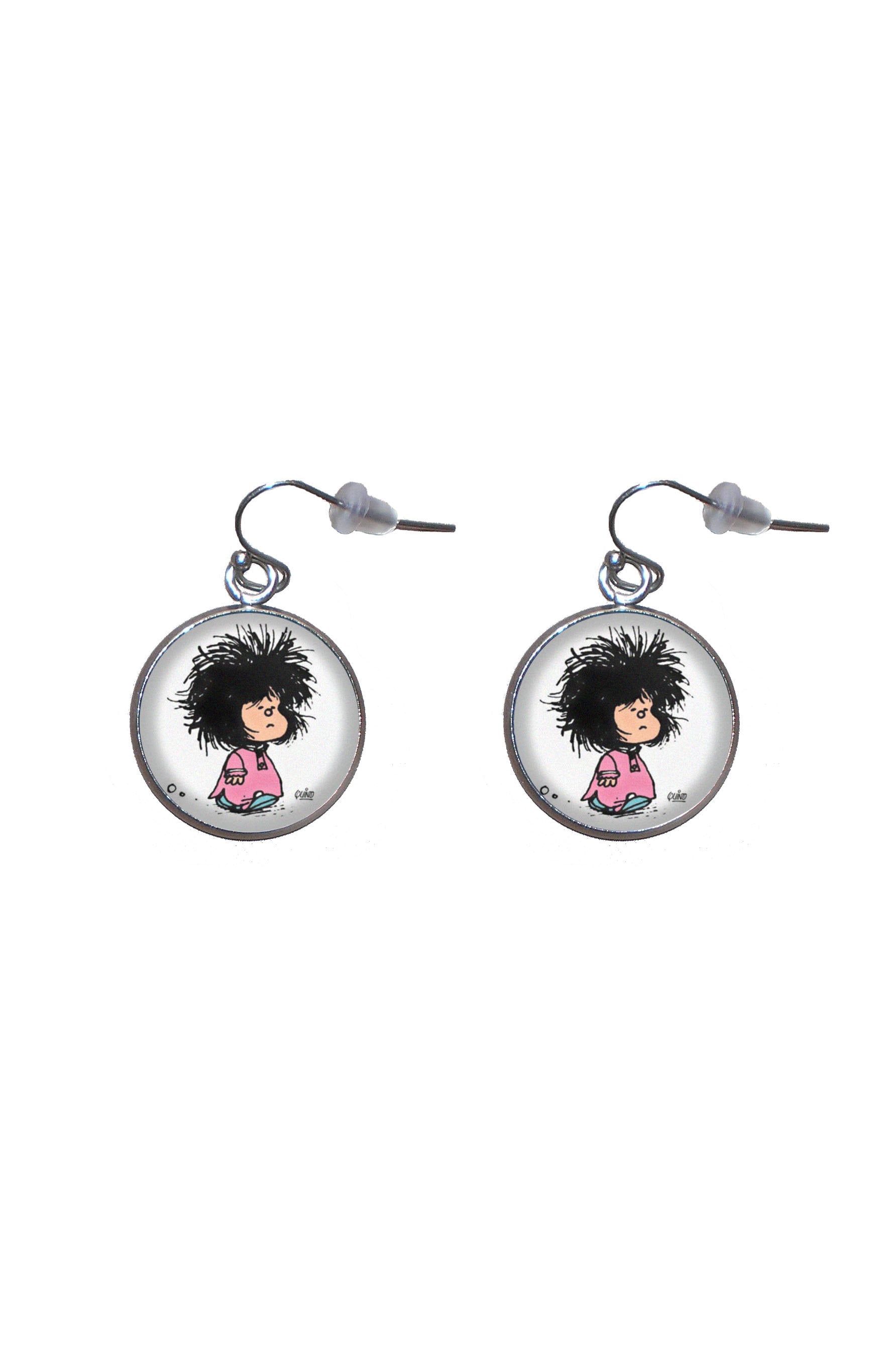 Ohrhänger Aus Stahl, Durchmesser 20 Mm, Handgefertigte Mafalda-Illustration Ohrhänger Aus Stahl, Durchmesser 20 Mm, Handgefertigte Mafalda-Illustration von Marengostyle