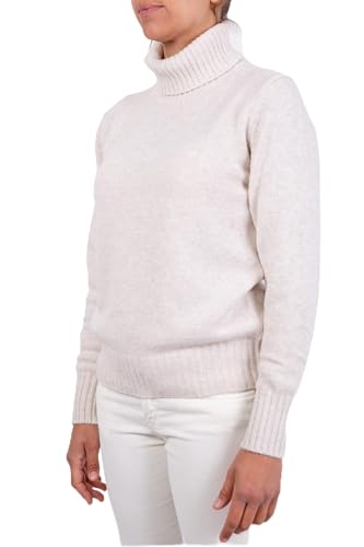 Damen Hoher Kragen T-Shirt Gemischt Kaschmir Made in Italy Rollkragenpullover Kaschmir Doppelgarn Langarm Herbst Winter Pullover Schwarz Mädchen Winter Poloshirt, hell-beige, S von Marenza