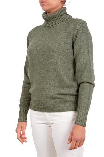 Damen Pullover mit hohem Kragen, Cashmere Mischung, Made In Italy, Pullover mit Rollkragen, Doppelstrick, Langarm, Herbst, Winter, Schwarz, Weiß, Grau, Mädchen, Winter-Poloshirt, dunkelgrün, M von Marenza