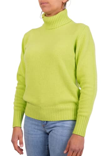 Damen-Pullover mit hohem Kragen, Kaschmir-Mischung, hergestellt in Italien, Kaschmir-Pullover, Doppelgarn, Langarm, Herbst, Winter, Schwarz, Beige, Weiß, Grau, Mädchen, Winter, Säuregrün., M von Marenza