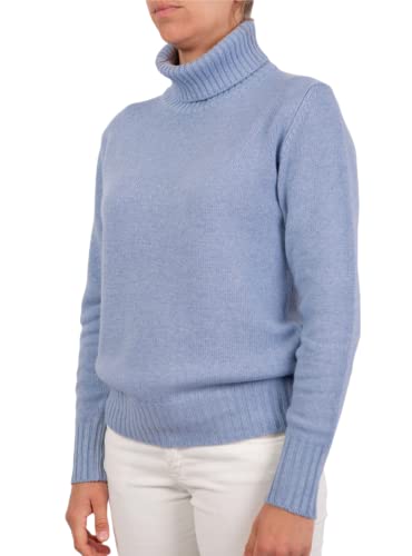 Damen-Pullover mit hohem Kragen, Kaschmir-Mischung, hergestellt in Italien, Kaschmir-Pullover, Doppelgarn, Langarm, Herbst, Winter, Schwarz, Beige, Weiß, Grau, Mädchen, Winter, hellblau, L von Marenza