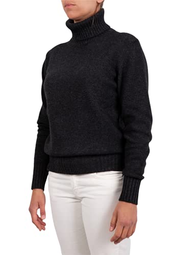 Damen-Pullover mit hohem Kragen, Kaschmir-Mischung, hergestellt in Italien, Rollkragenpullover, Kaschmir, Doppelfaden, langärmlig, Herbst, Winter, Pullover, Schwarz, Beige, Weiß, Grau, Mädchen, von Marenza