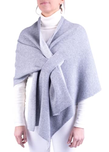 Damen-Umhang aus Kaschmir-Mischgewebe, hergestellt in Italien, Einheitsgröße, grau, Einheitsgröße von Marenza