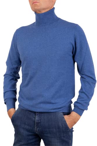 Dolcrollo, Herren-Kaschmir-Mischung, hoher Kragen, Made In Italy, Langarm, Merinowolle, Pullover, Schwarz, Beige, Blau, Grau, Strick, Winterkleidung, Denim, Medium von Marenza