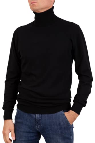 Dolcrollo, Herren-Kaschmir-Mischung, hoher Kragen, hergestellt in Italien, Langarm, Merinowolle, Pullover, Schwarz, Beige, Blau, Grau, Strick, Winterkleidung, Schwarz , XX-Large von Marenza